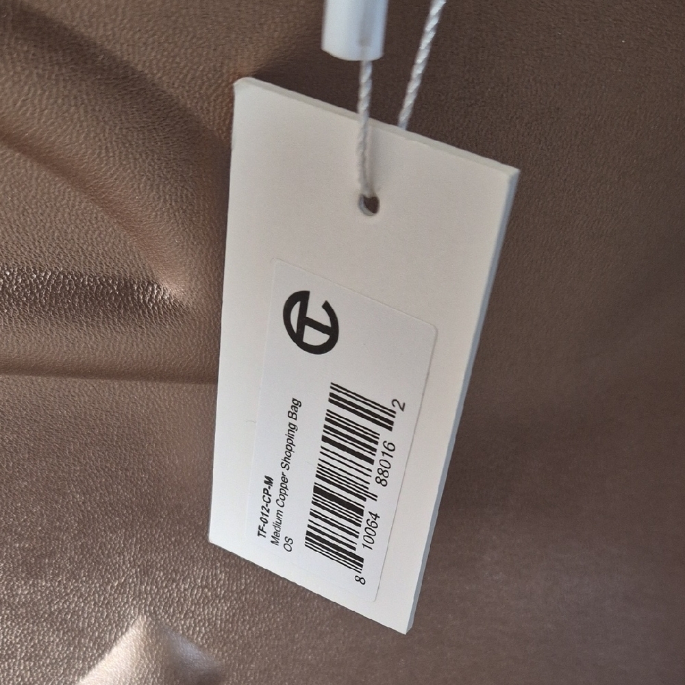 Telfar Metallic Rose Gold Shopping Tote with Embossed Logo - Picture 6 of 7